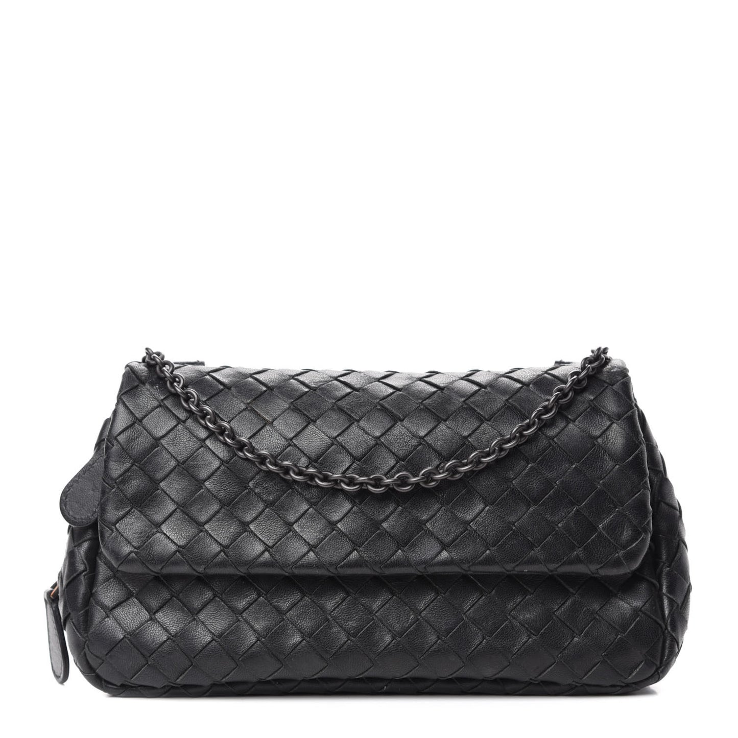 Nappa Intrecciato Mini Chain Messenger Black