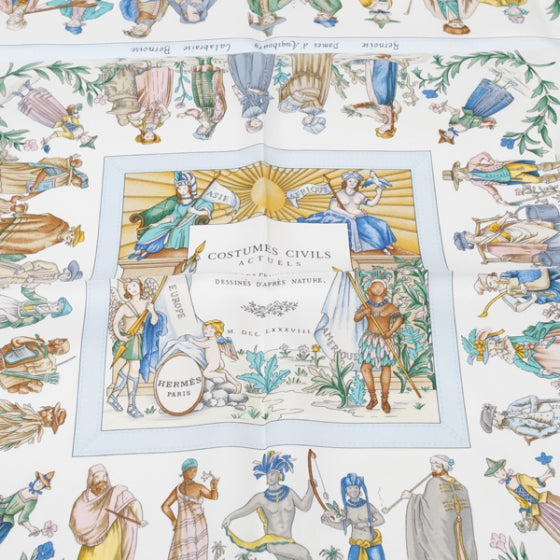 Silk Costumes Civils Actuels Scarf 90 Bleu