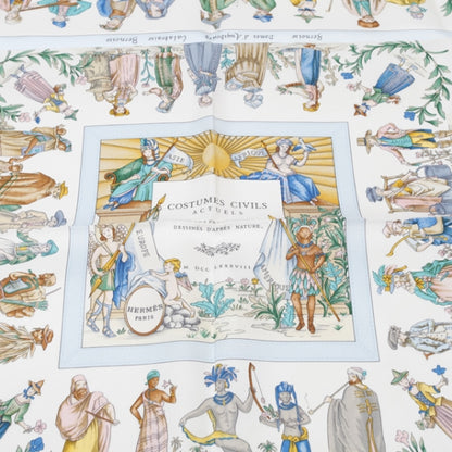 Hermes Silk Costumes Civils Actuels Scarf 90 Bleu 4 of 7