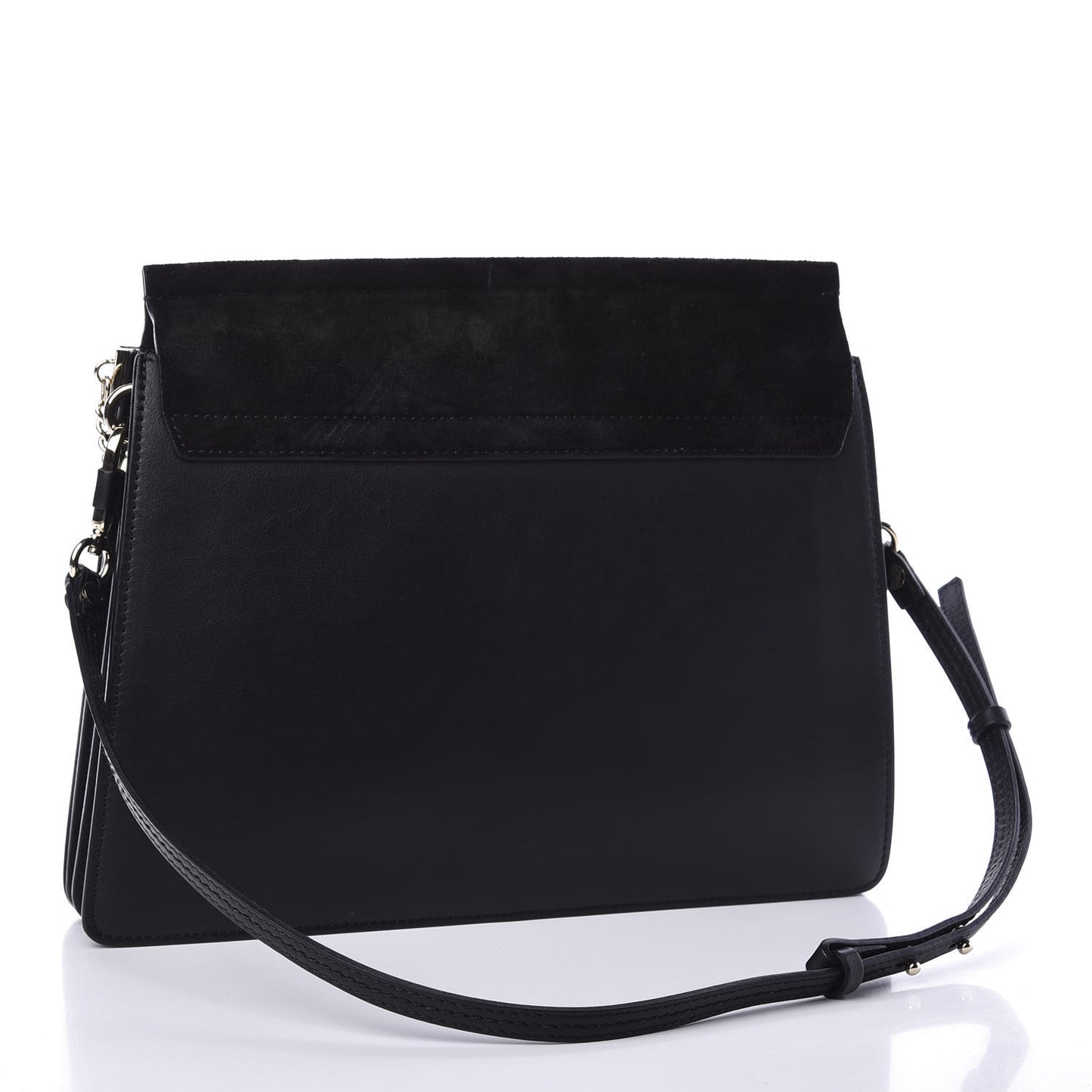 Suede Calfskin Medium Faye Shoulder Bag Black