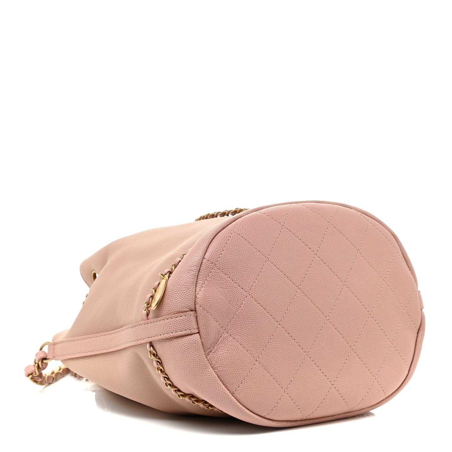 Lambskin Caviar Lovely Chains Drawstring Bag Pink