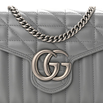 Gucci Calfskin Matelasse Aria GG Marmont Chain Wallet Deep Grey 8 of 10