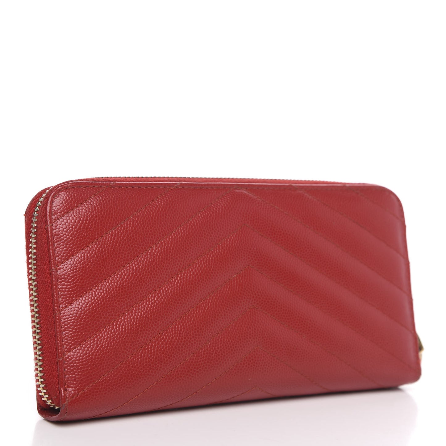 Grain De Poudre Matelasse Chevron Monogram Zip Around Wallet Red