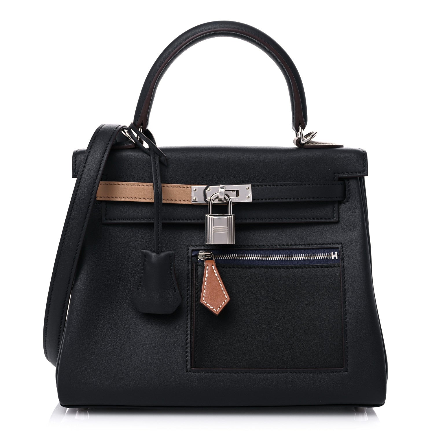 Hermes Swift Colormatic Kelly Retourne 25 Caban Black Chai Gold Etoupe 1 of 9