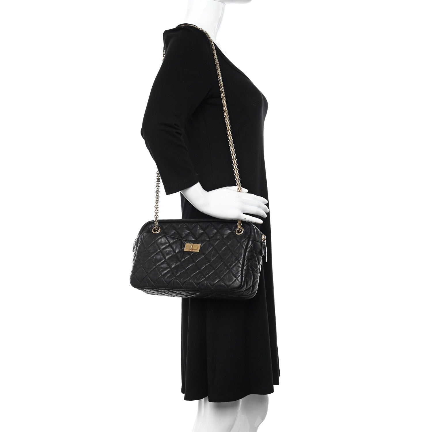 Chanel Aged Calfskin Quilted Medium Reissue Camera Case Black 2 of 10
