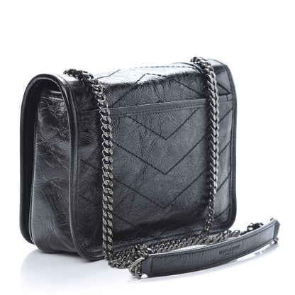 Saint Laurent Crinkled Calfskin Matelasse Monogram Niki Chain Wallet Black 3 of 10