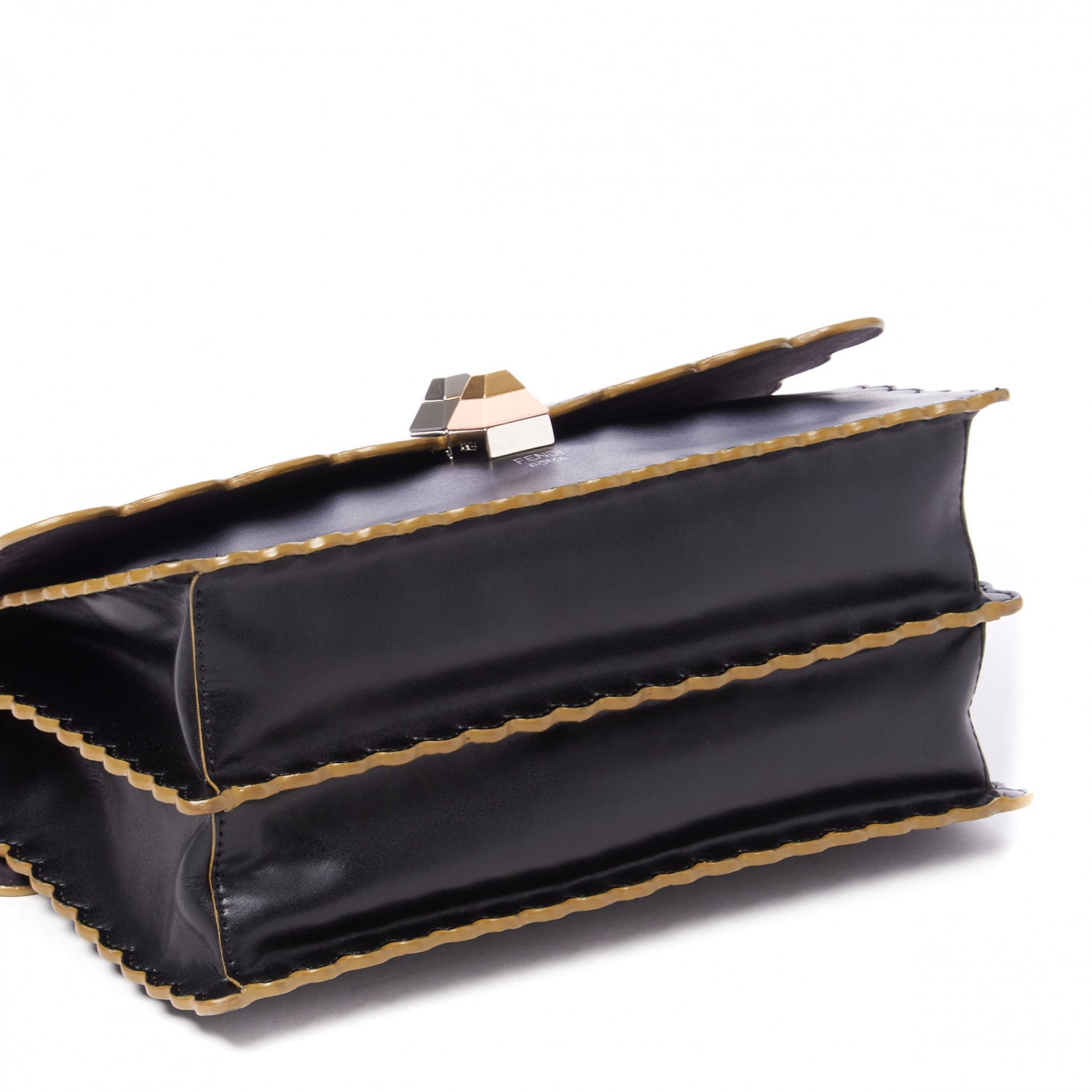 Fendi Vitello Liberty Scalloped Studded Kan I Shoulder Bag Black 6 of 8