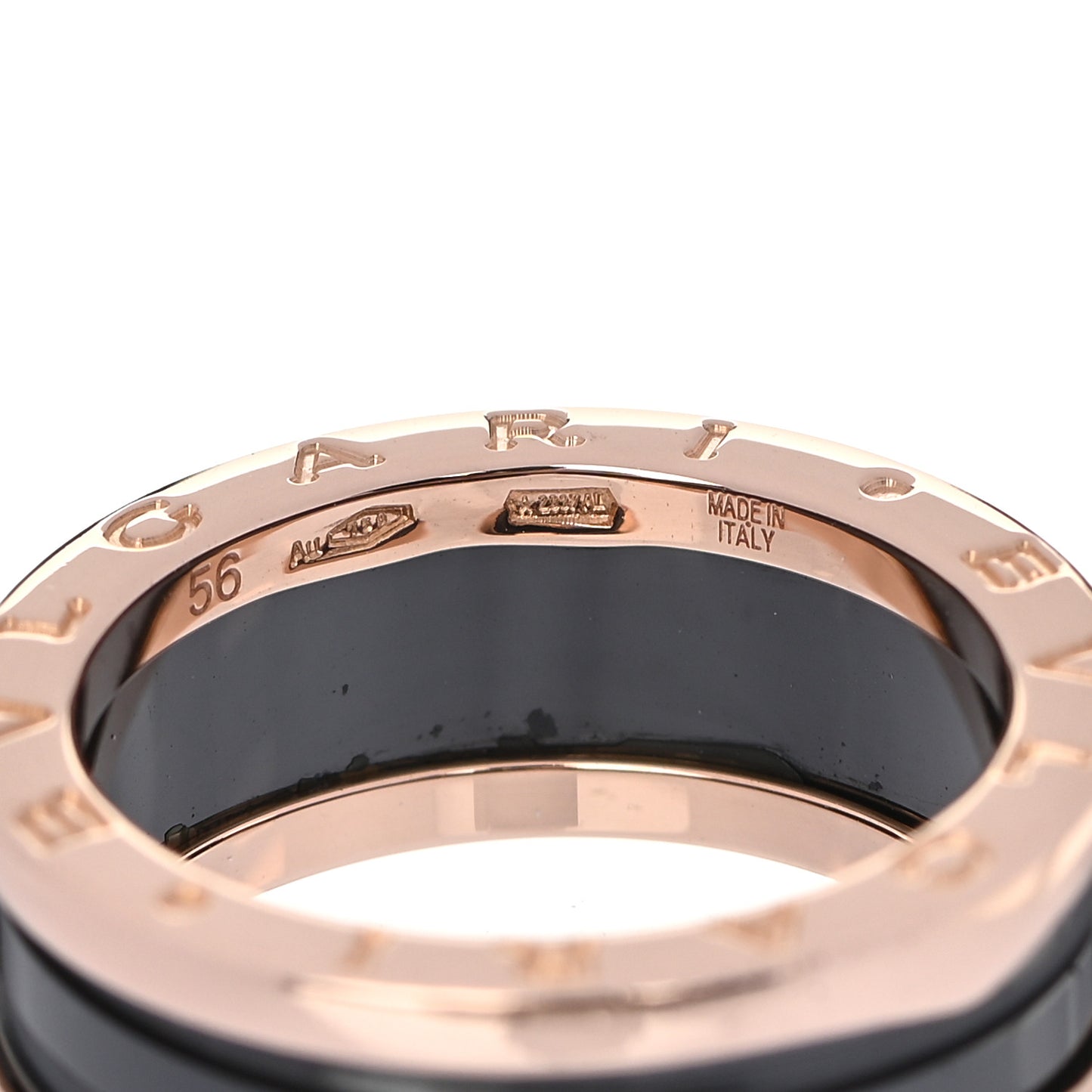 18K Rose Gold Black Ceramic B.Zero1 Two-Band Ring 56 7.5