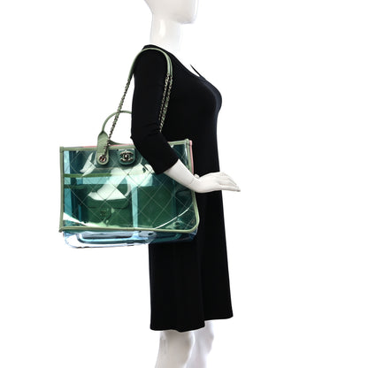 Chanel PVC Lambskin Stitched Medium Coco Splash Shopping Bag Blue Green 3 of 7