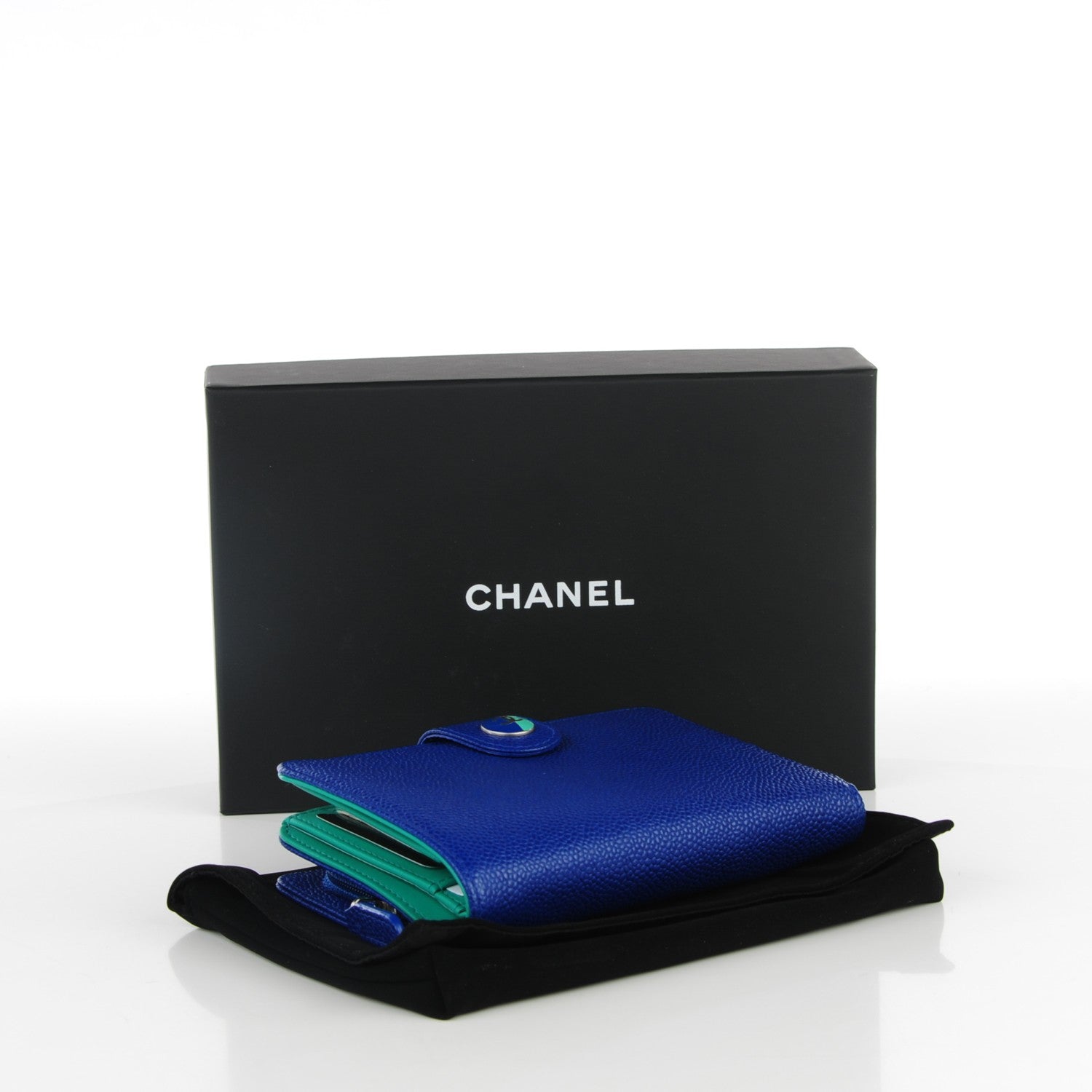 Chanel Caviar Sevruga L Zip Pocket Wallet Dark Blue 4 of 8