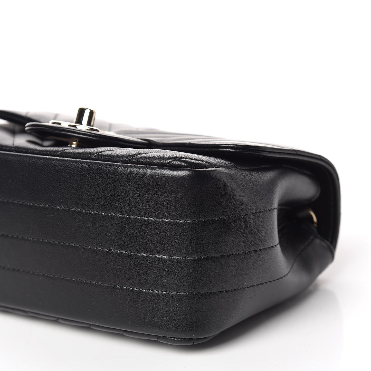 Lambskin Chevron Quilted Mini Square Flap Black