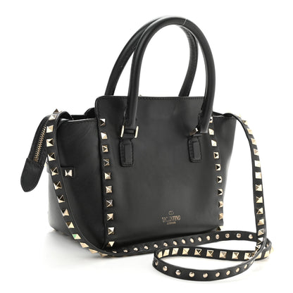 Valentino Garavani Vitello Mini Rockstud Double Handle Tote Black 3 of 7