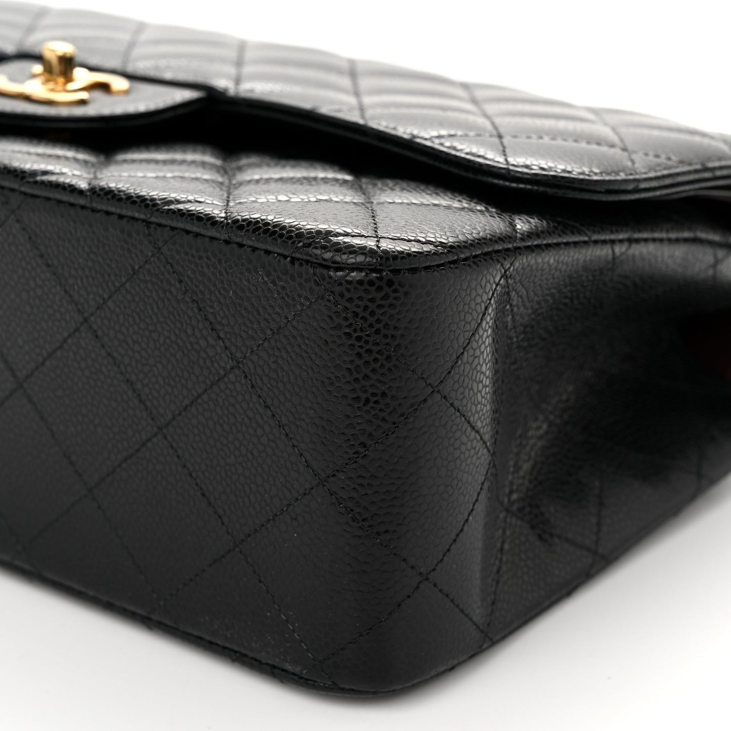 Caviar Quilted Jumbo Double Flap Black