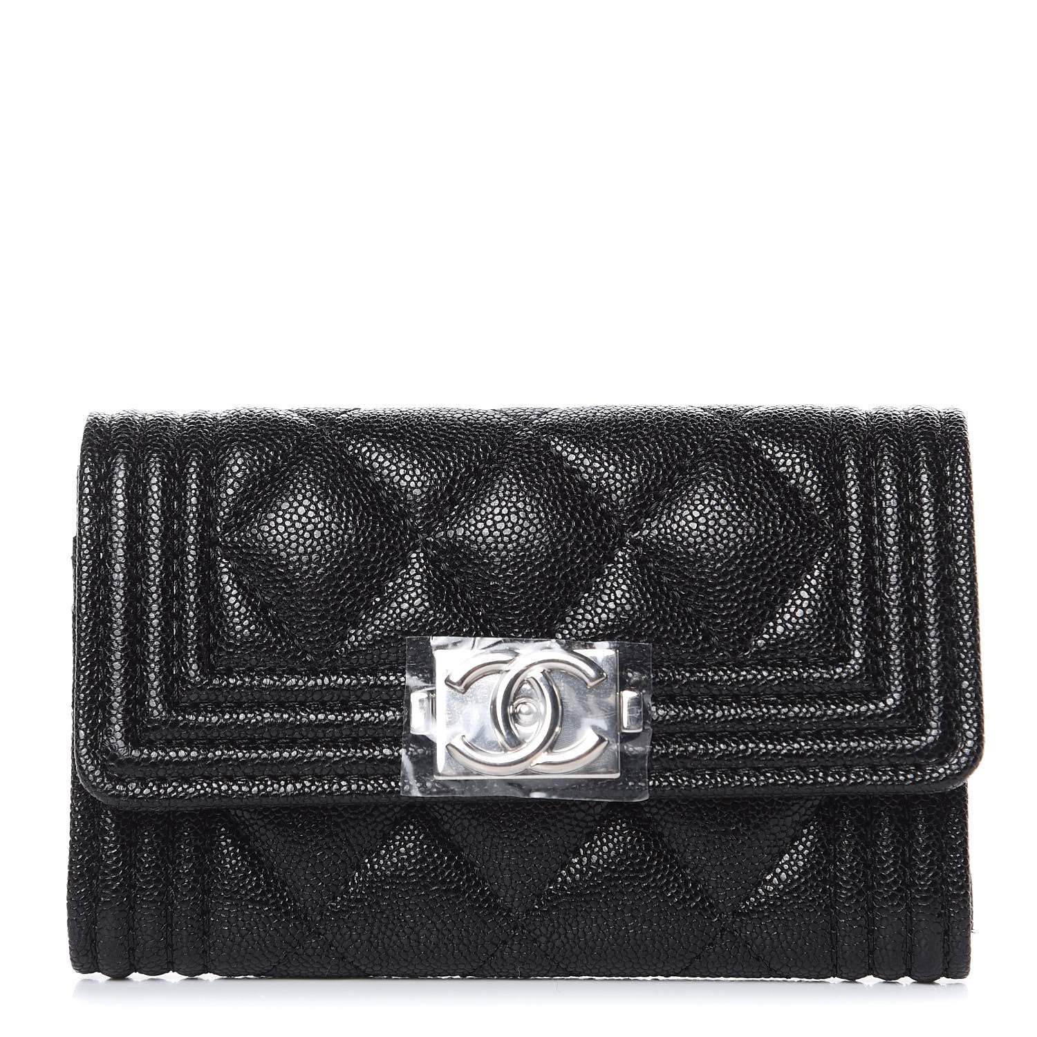 Chanel Caviar Quilted Boy Flap Card Holder Black 1 of 8