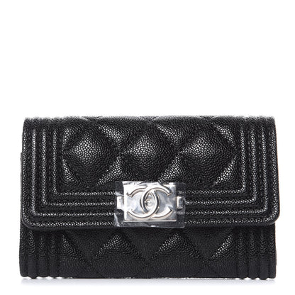 Chanel Caviar Quilted Boy Flap Card Holder Black 1 of 8