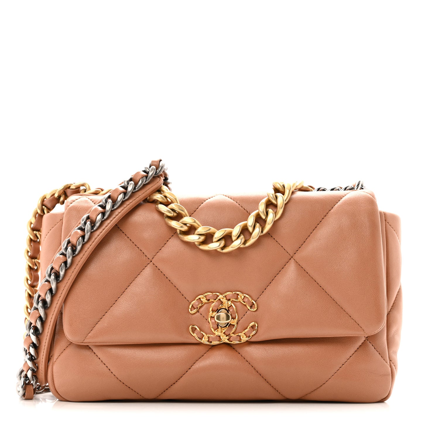 Lambskin Quilted Medium Chanel 19 Flap Brown