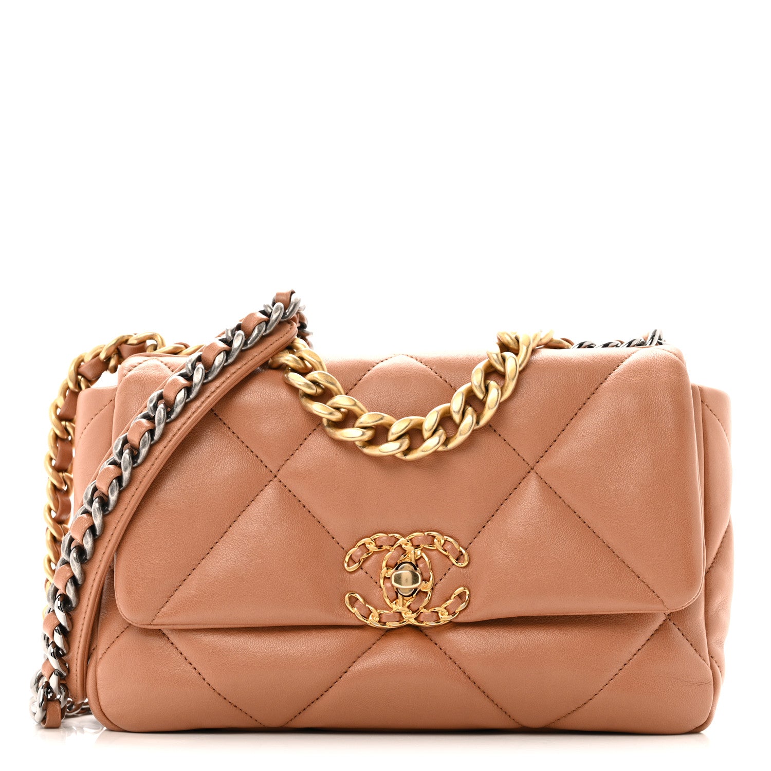 Chanel Lambskin Quilted Medium Chanel 19 Flap Brown 1 of 12