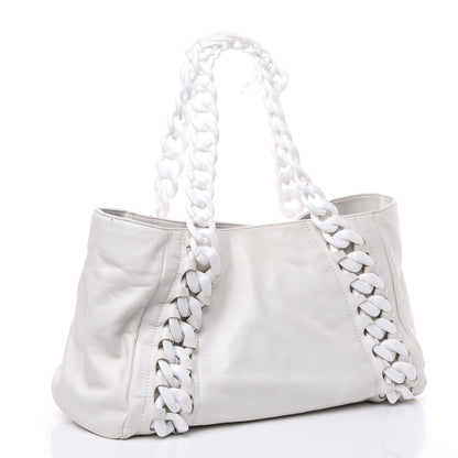 Chanel Calfskin Modern Chain Rhodoid East West Tote White 3 of 20