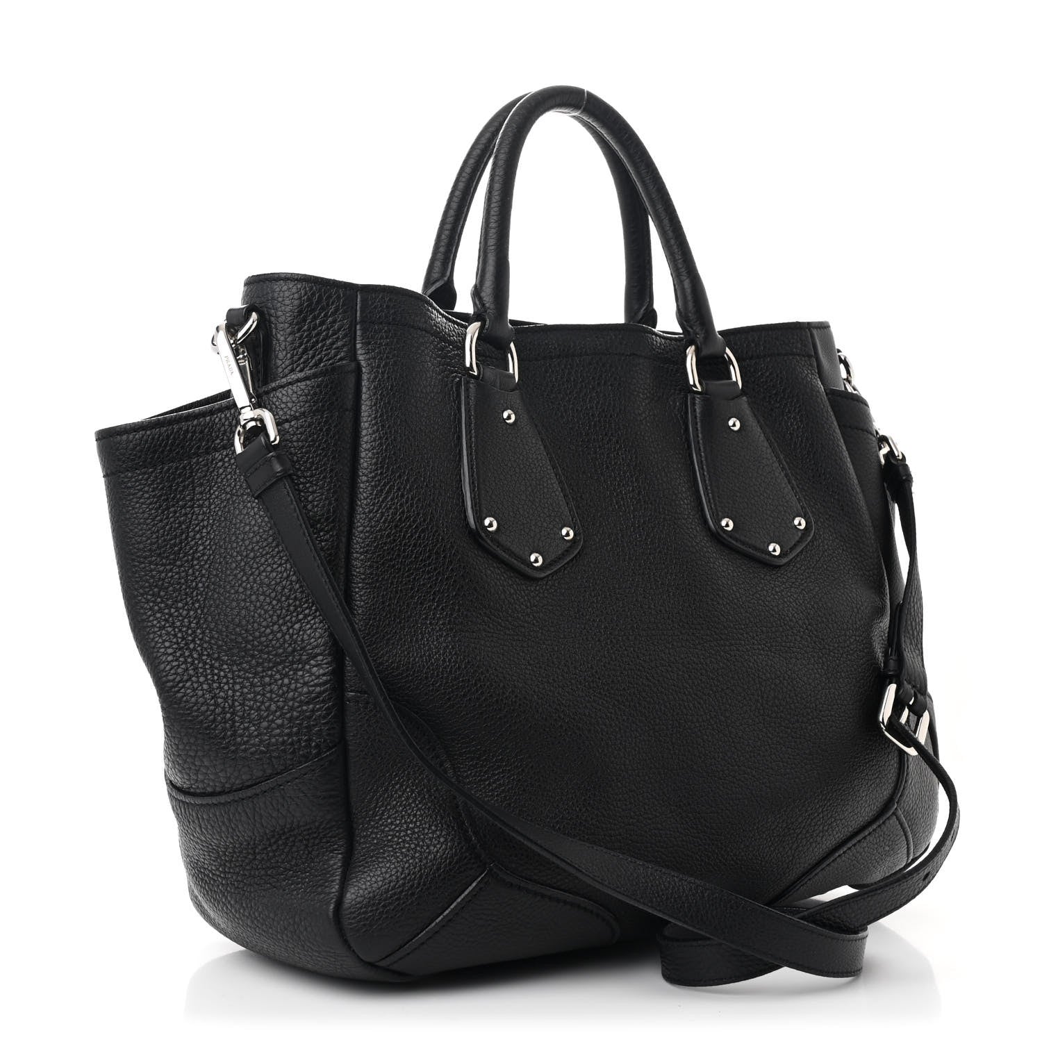 Prada Vitello Daino Tote Black 3 of 10