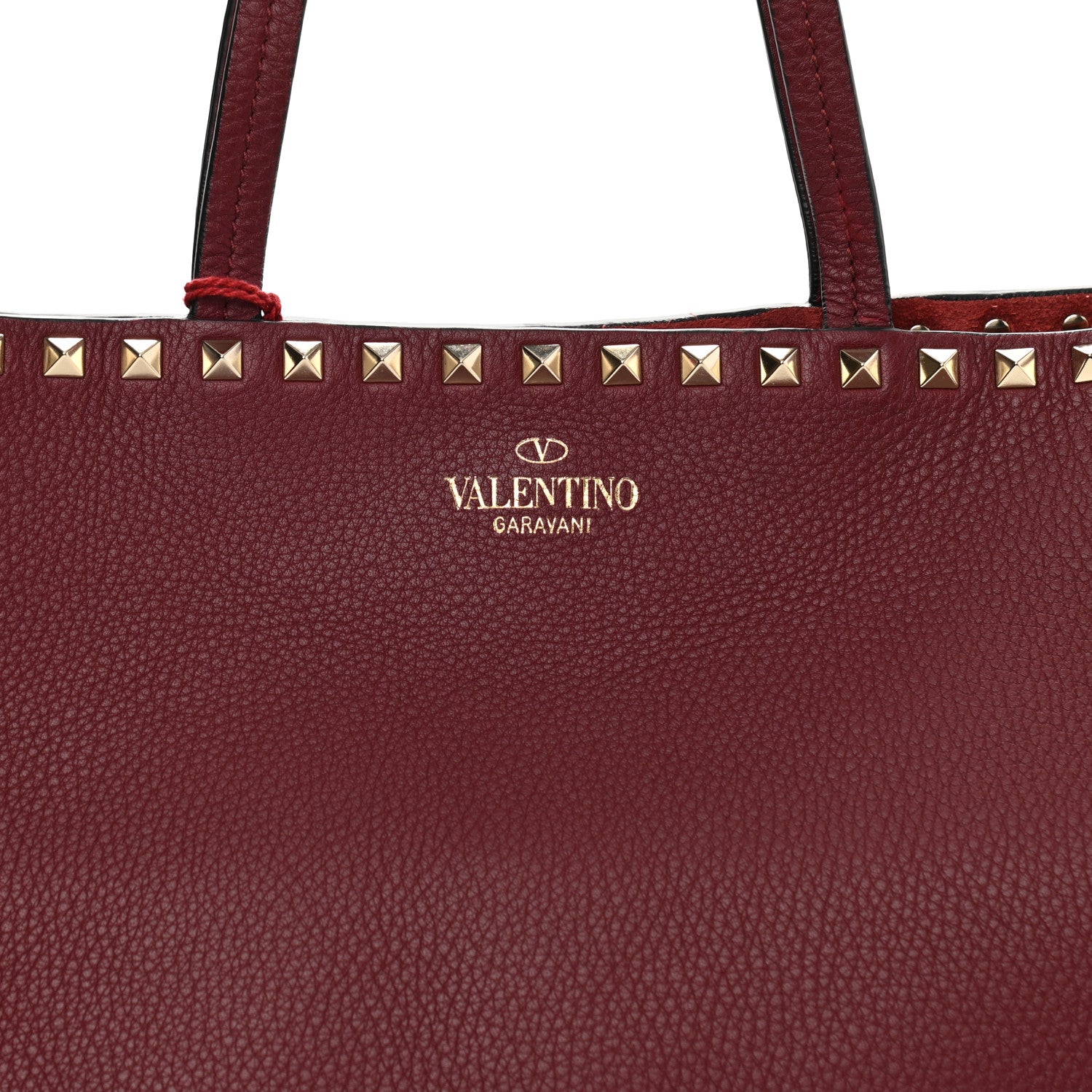 Valentino Garavani Grained Calfskin Rockstud Shoulder Tote Cerise 7 of 9