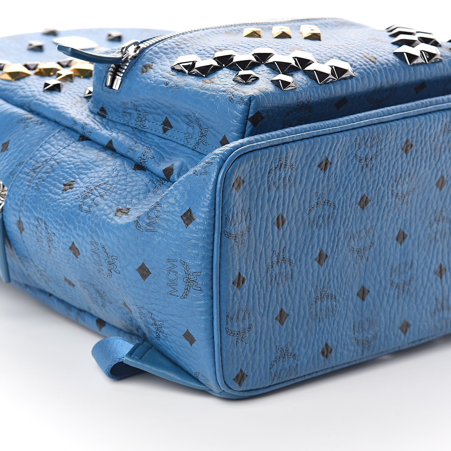 MCM Visetos Studded Medium Stark M Backpack Munich Blue 8 of 11