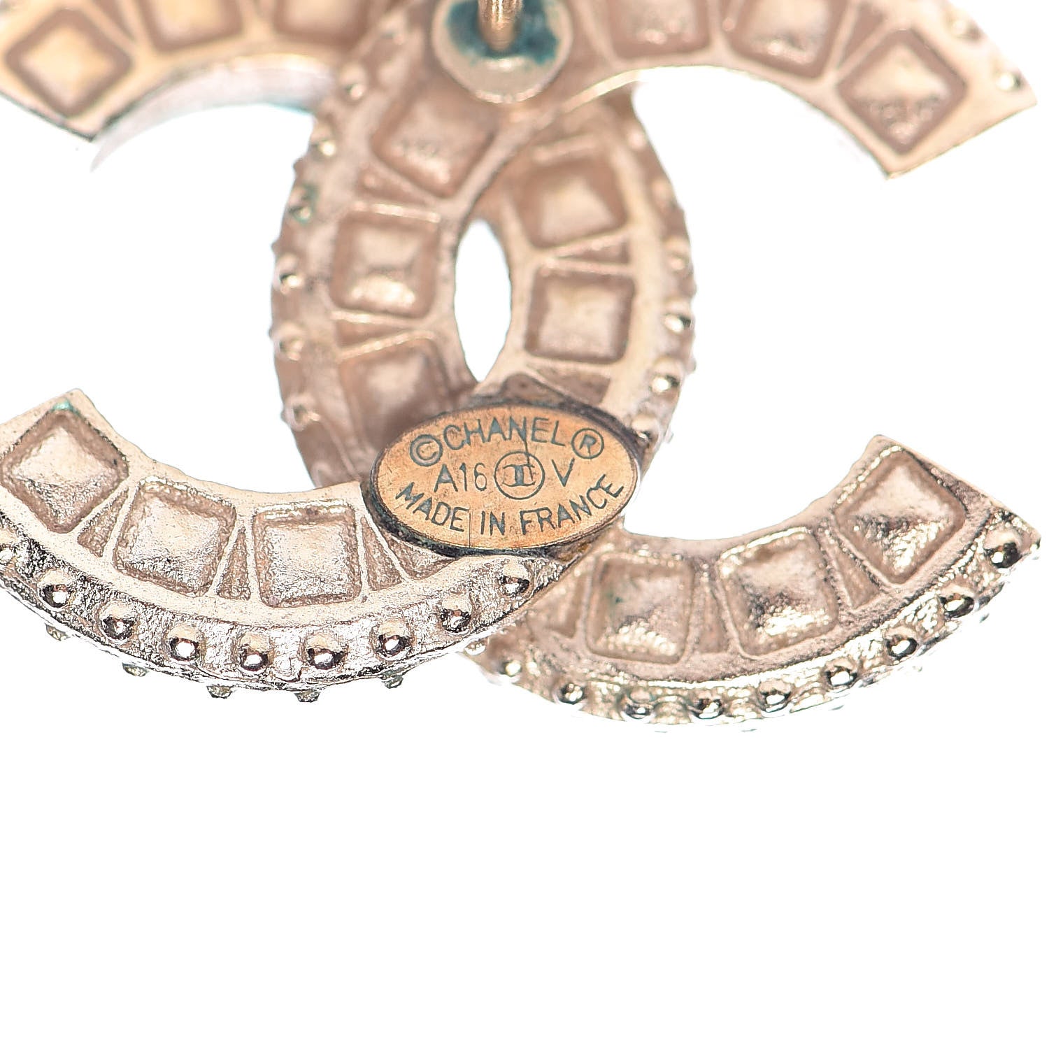 Chanel Crystal CC Earrings Light Gold 3 of 5