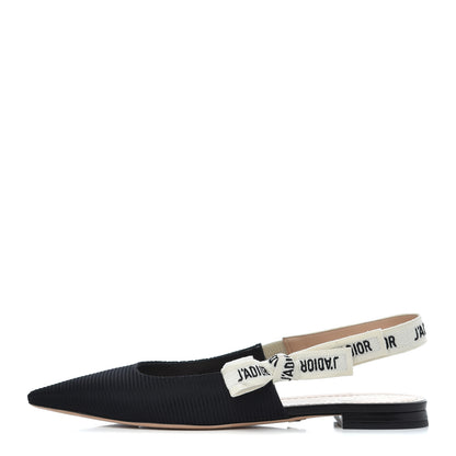 Christian Dior Technical Canvas Ribbon J'Adior Slingback Ballet Flats 39.5 Black 1 of 12