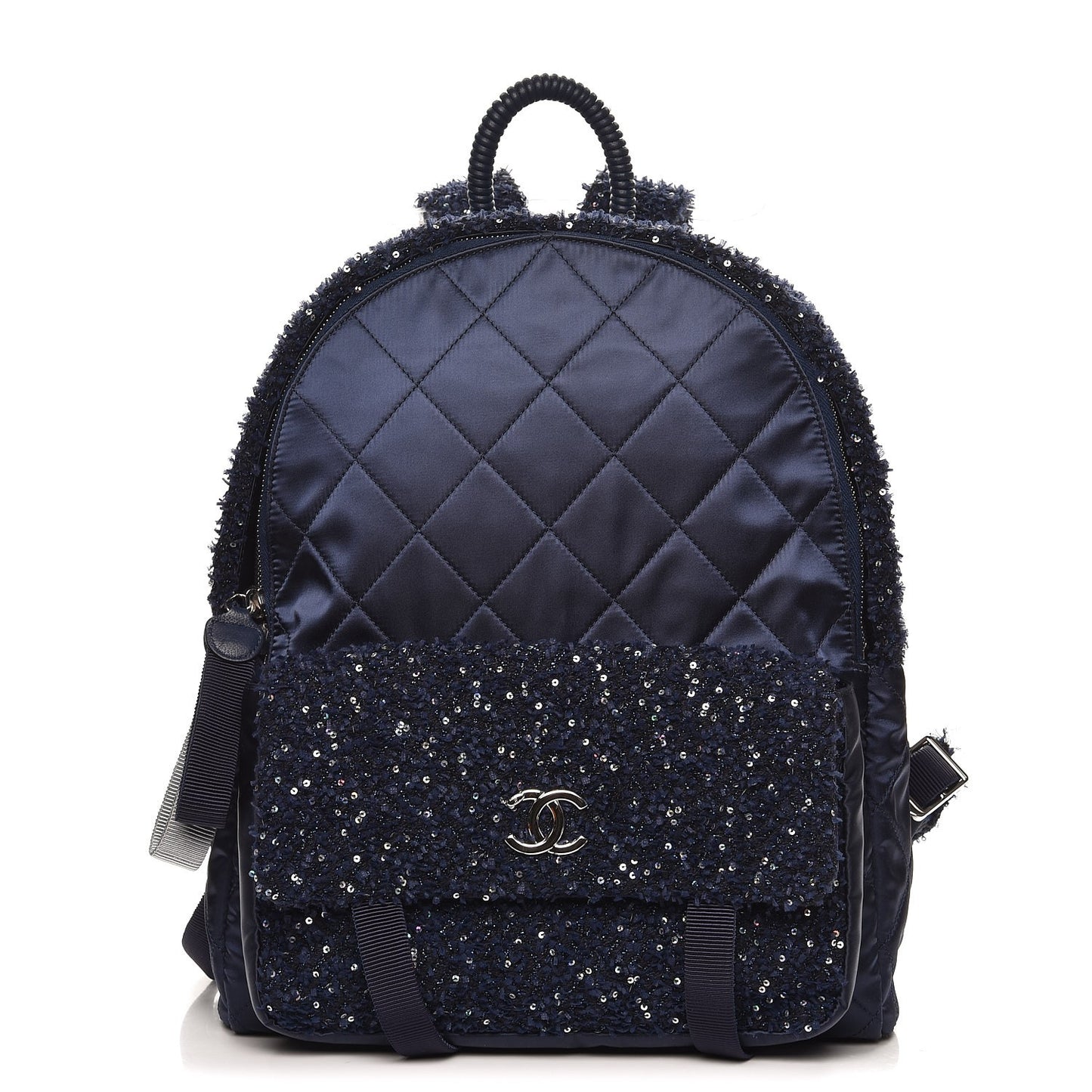Tweed Nylon Quilted Astronaut Essentials Backpack Navy