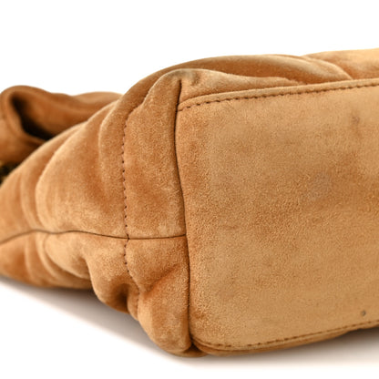 Saint Laurent Suede Calfskin Quilted Small Loulou Puffer Monogram Chain Satchel Cinnamon 9 of 10