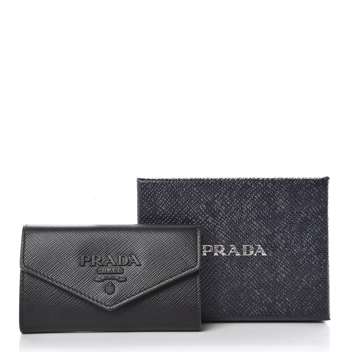 Saffiano Shine Monochrome 4 Key Holder Black