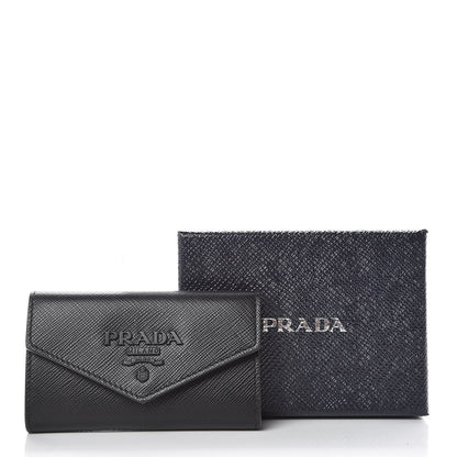 Prada Saffiano Shine Monochrome 4 Key Holder Black 11 of 11