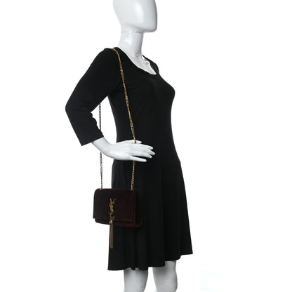 Saint Laurent Velvet Small Classic Monogram Kate Tassel Satchel Burgundy 2 of 16
