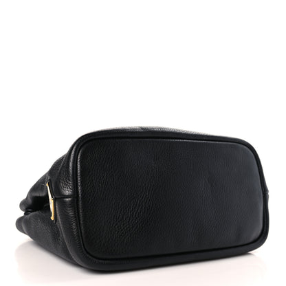 Prada Vitello Daino Soft Perforated Logo Tote Black 4 of 9