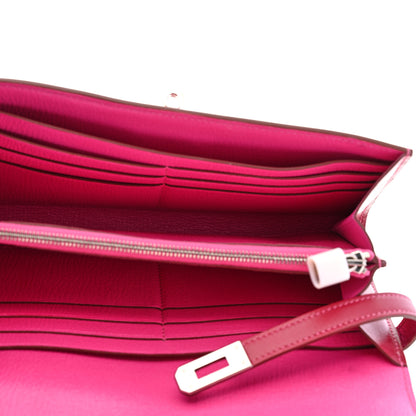 Hermes Tadelakt Verso Kelly Longue Wallet Rubis Rose Shocking 5 of 11