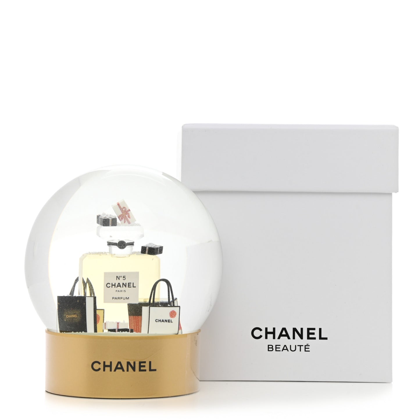 Glass N°5 Perfume Bottle Snow Globe