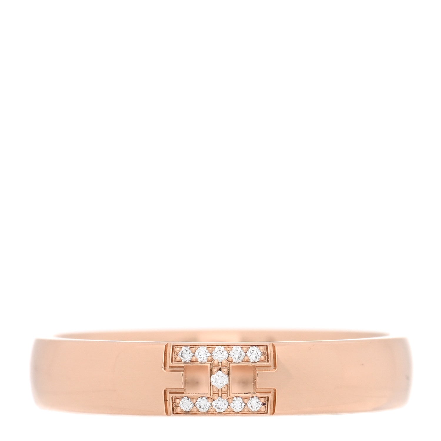 Hermes 18K Rose Gold Diamond Ever Herakles Wedding Band Ring 52 6 1 of 5