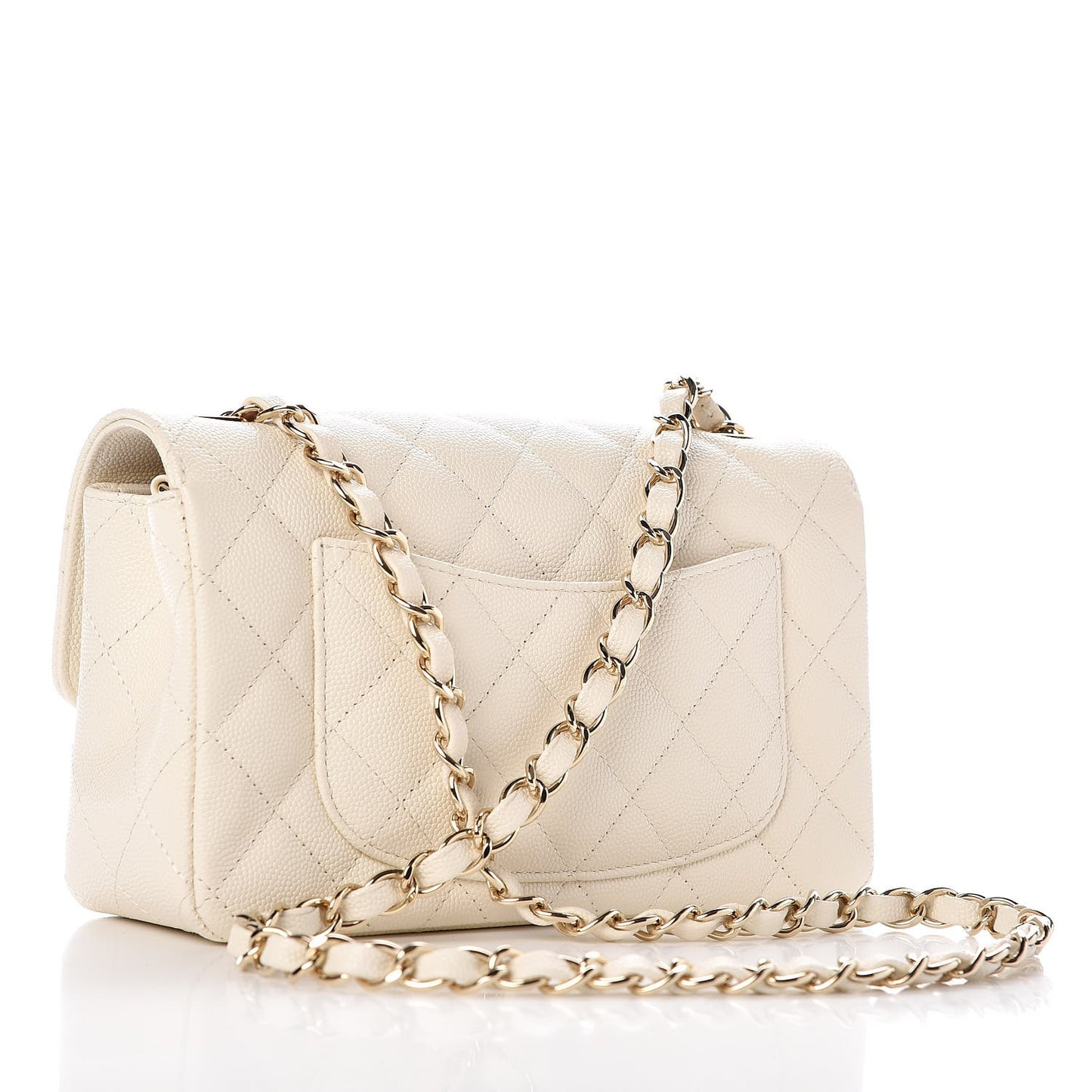 Caviar Quilted Mini Rectangular Flap White