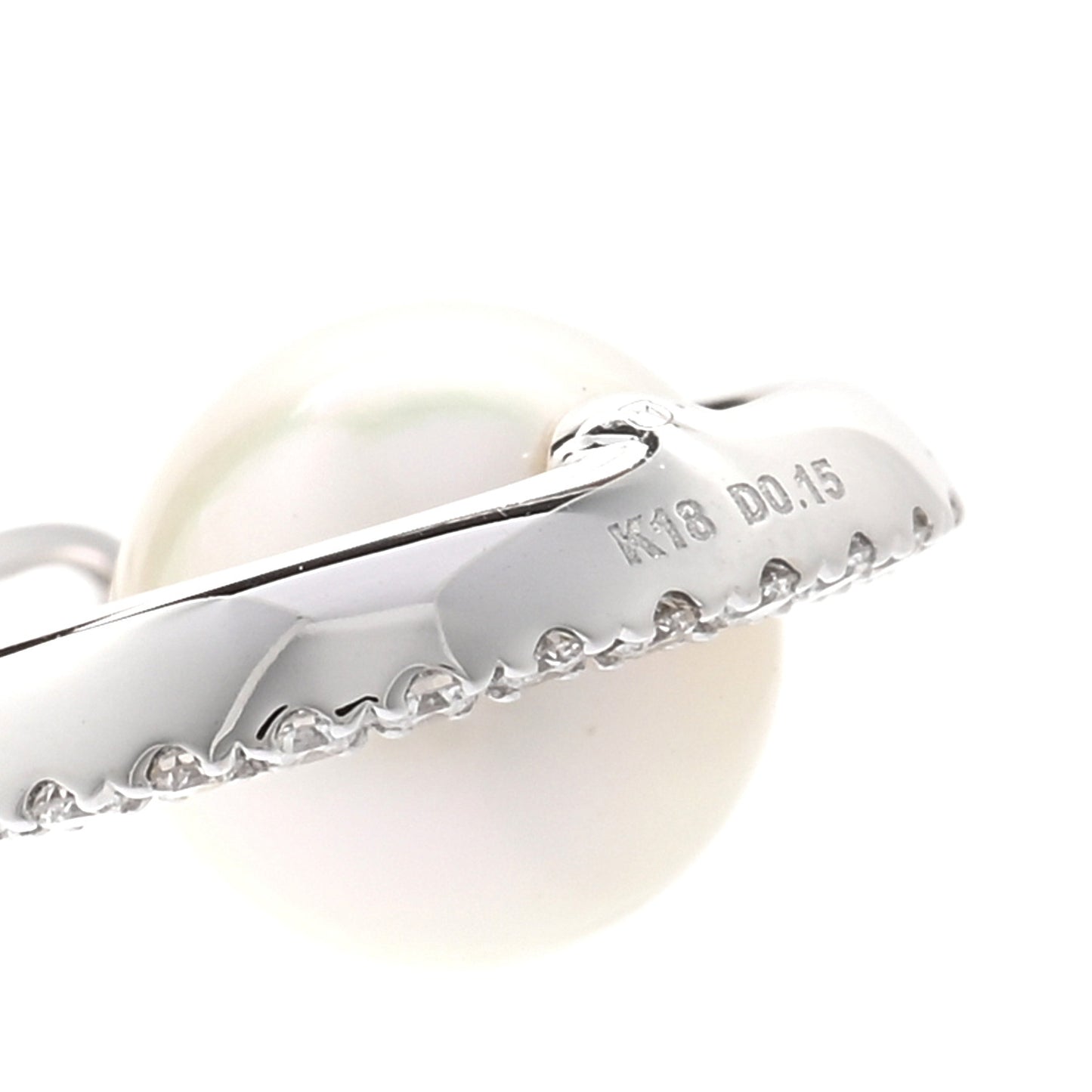 18K White Gold Diamond Akoya Pearl 7mm Circle Pendant Necklace
