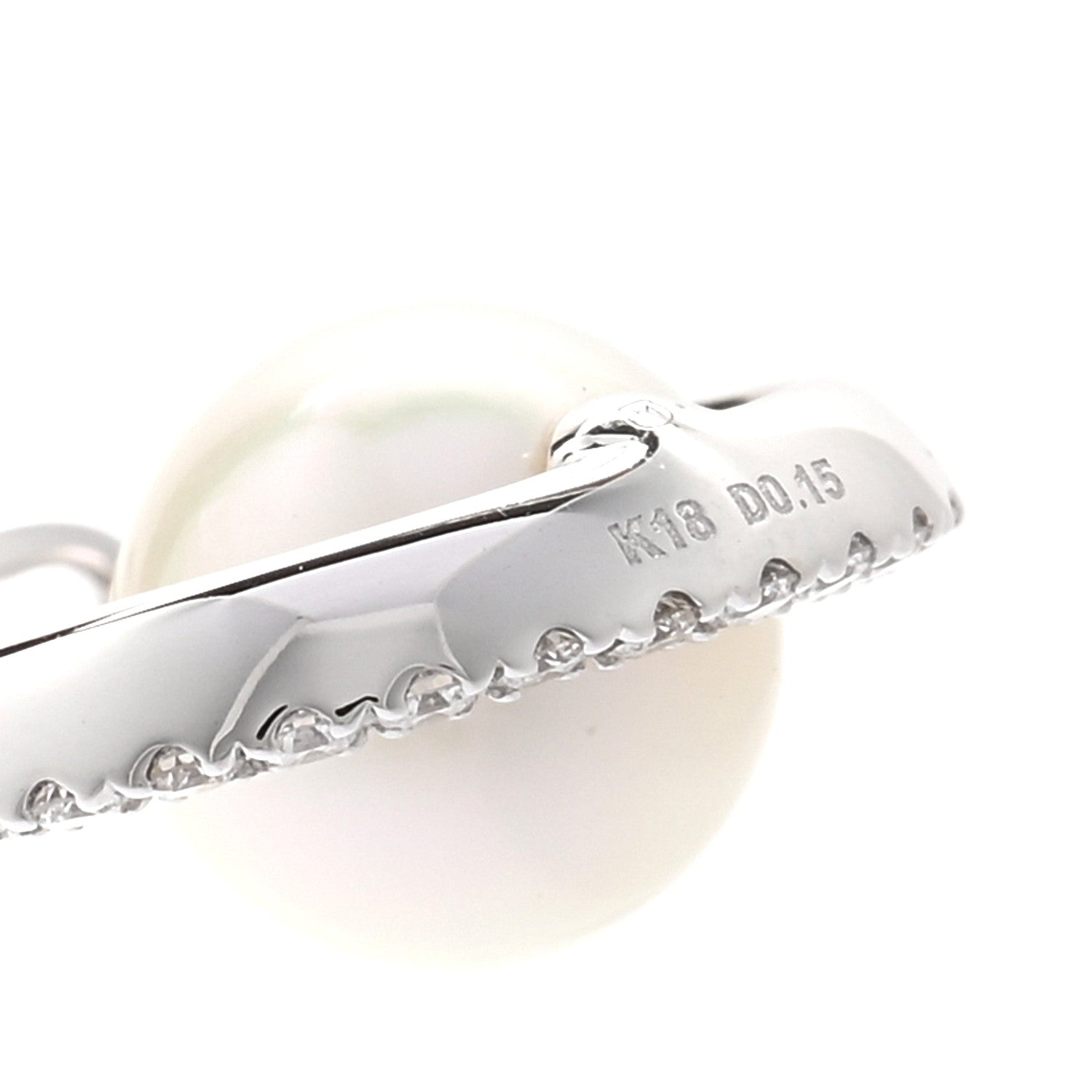 Mikimoto 18K White Gold Diamond Akoya Pearl 7mm Circle Pendant Necklace 4 of 5