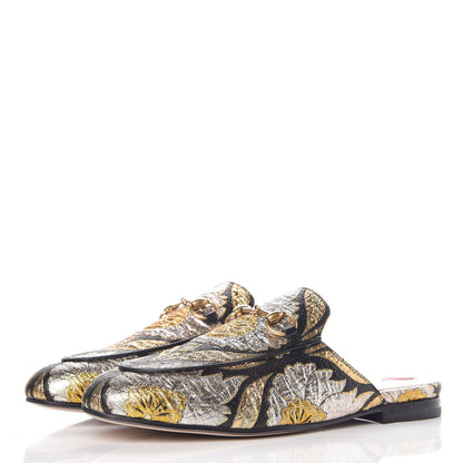 Gucci Jacquard Floral Womens Princetown Slippers 37 Oro Black 3 of 10