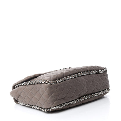 Chanel Washed Lambskin Quilted Chain Around Maxi Flap Taupe 4 of 11