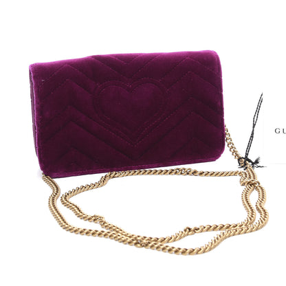 Gucci Velvet Matelasse GG Marmont Mini Bag Fuchsia Violet Cyclamen 2 of 10