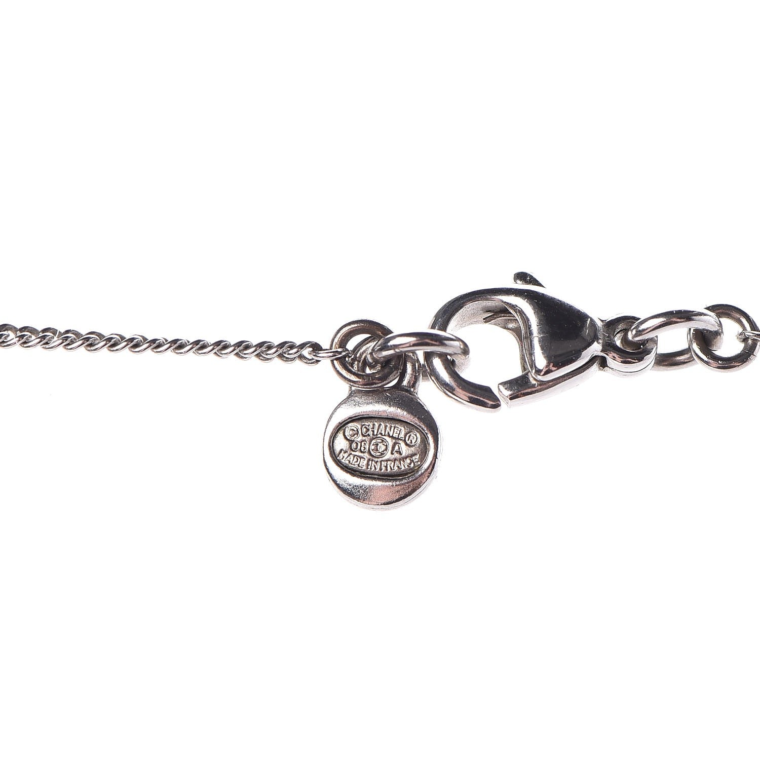 Chanel Crystal Strass CC Necklace Silver 5 of 8