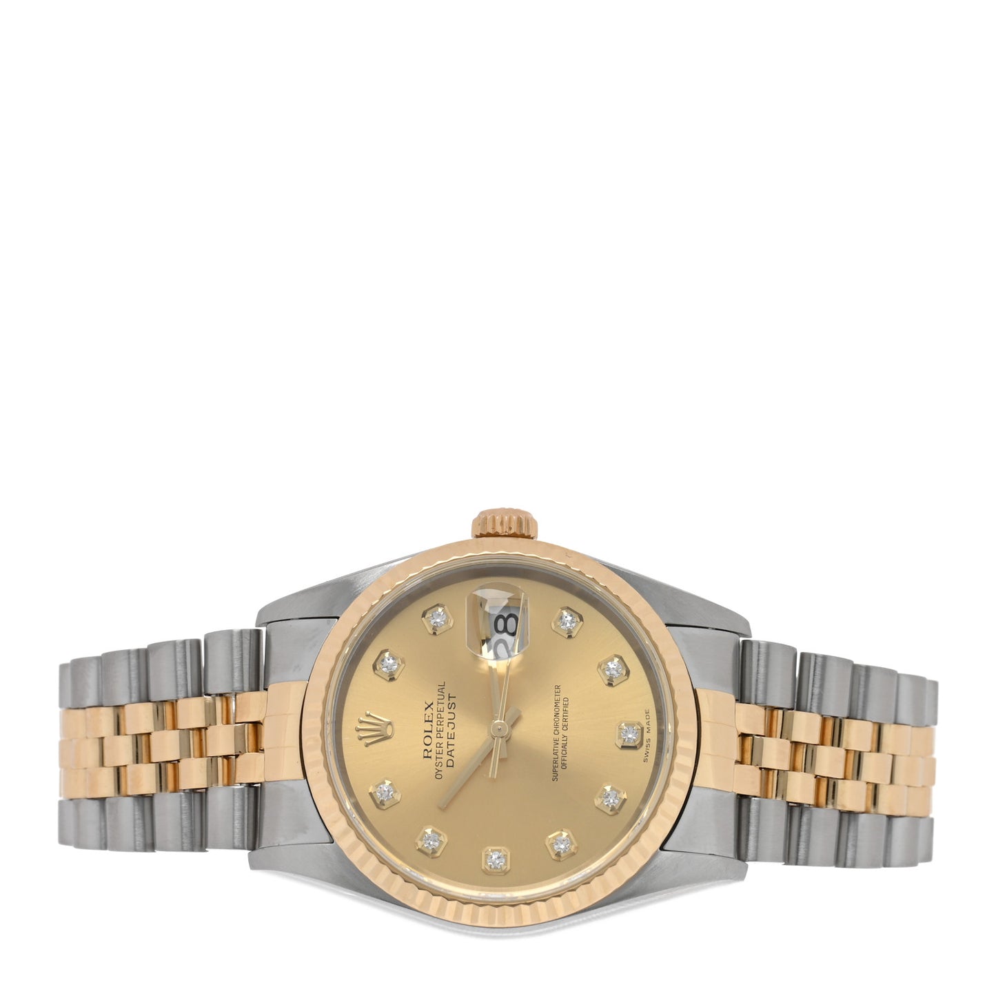 Stainless Steel 18K Yellow Gold Diamond 36mm Oyster Perpetual Datejust Watch Champagne 16233
