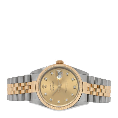 Rolex Stainless Steel 18K Yellow Gold Diamond 36mm Oyster Perpetual Datejust Watch Champagne 16233 2 of 4