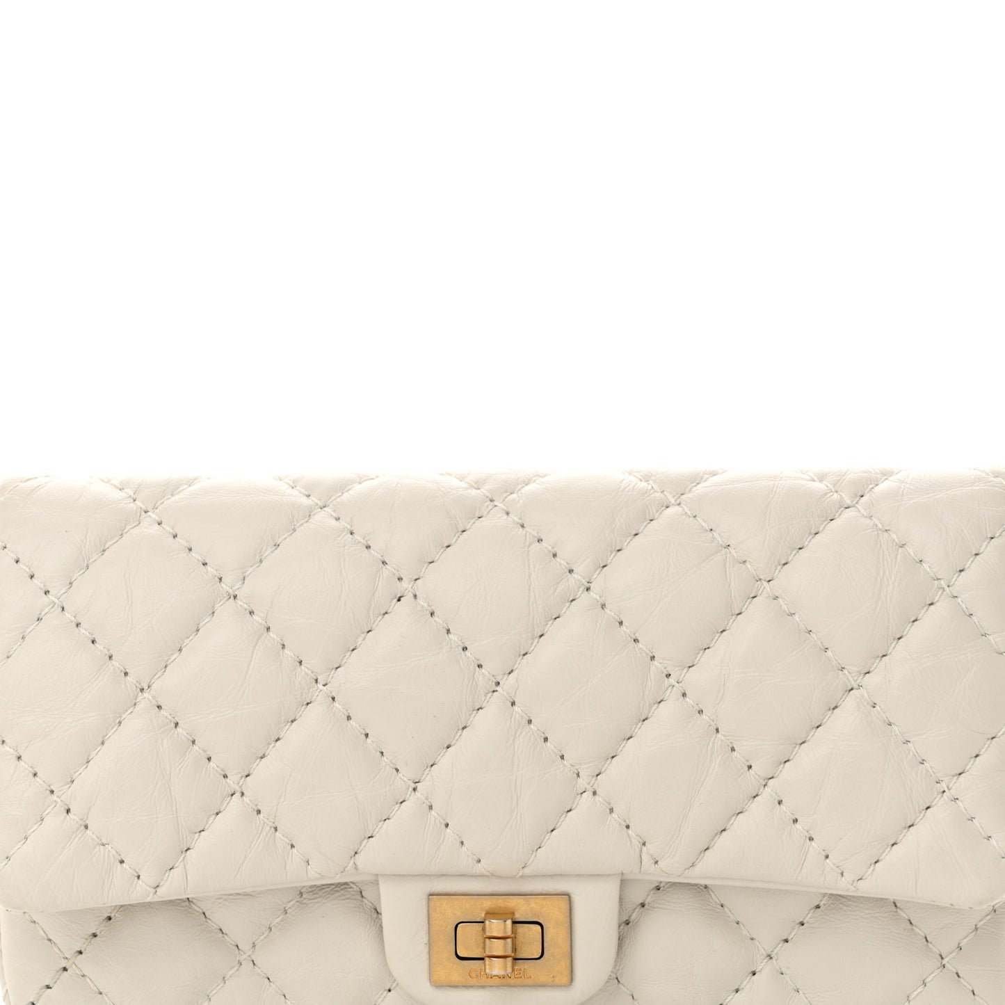 Aged Calfskin Quilted 2.55 Reissue Flap Belt Bag White