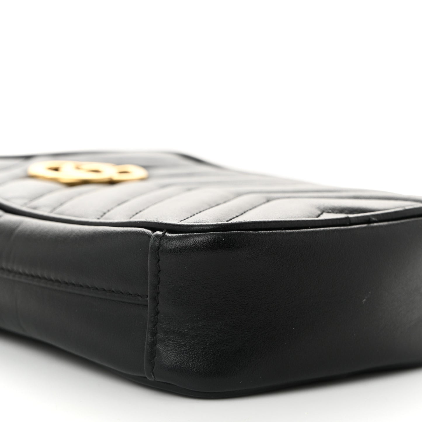 Calfskin Matelasse Mini GG Marmont Crossbody Bag Black