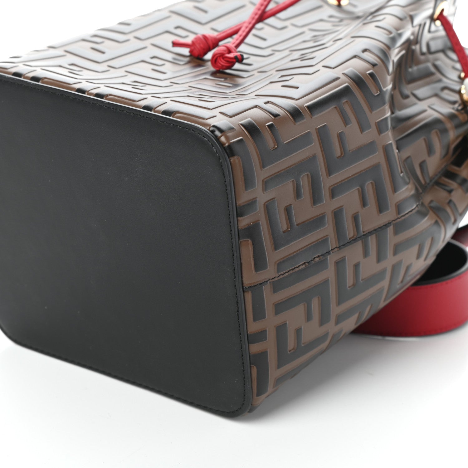 Fendi Vitello Grace F is Fendi Bi-Color FF 1974 Embossed Grande Mon Tresor Bucket Bag Maya Black Fragola 9 of 9