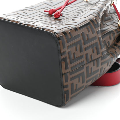 Fendi Vitello Grace F is Fendi Bi-Color FF 1974 Embossed Grande Mon Tresor Bucket Bag Maya Black Fragola 9 of 9