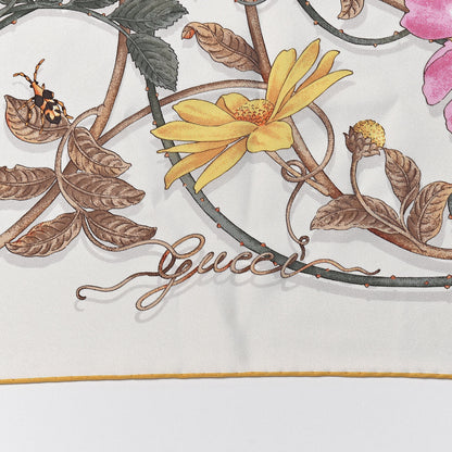 Gucci Silk Twill Flowerwebby Square Scarf White 3 of 6